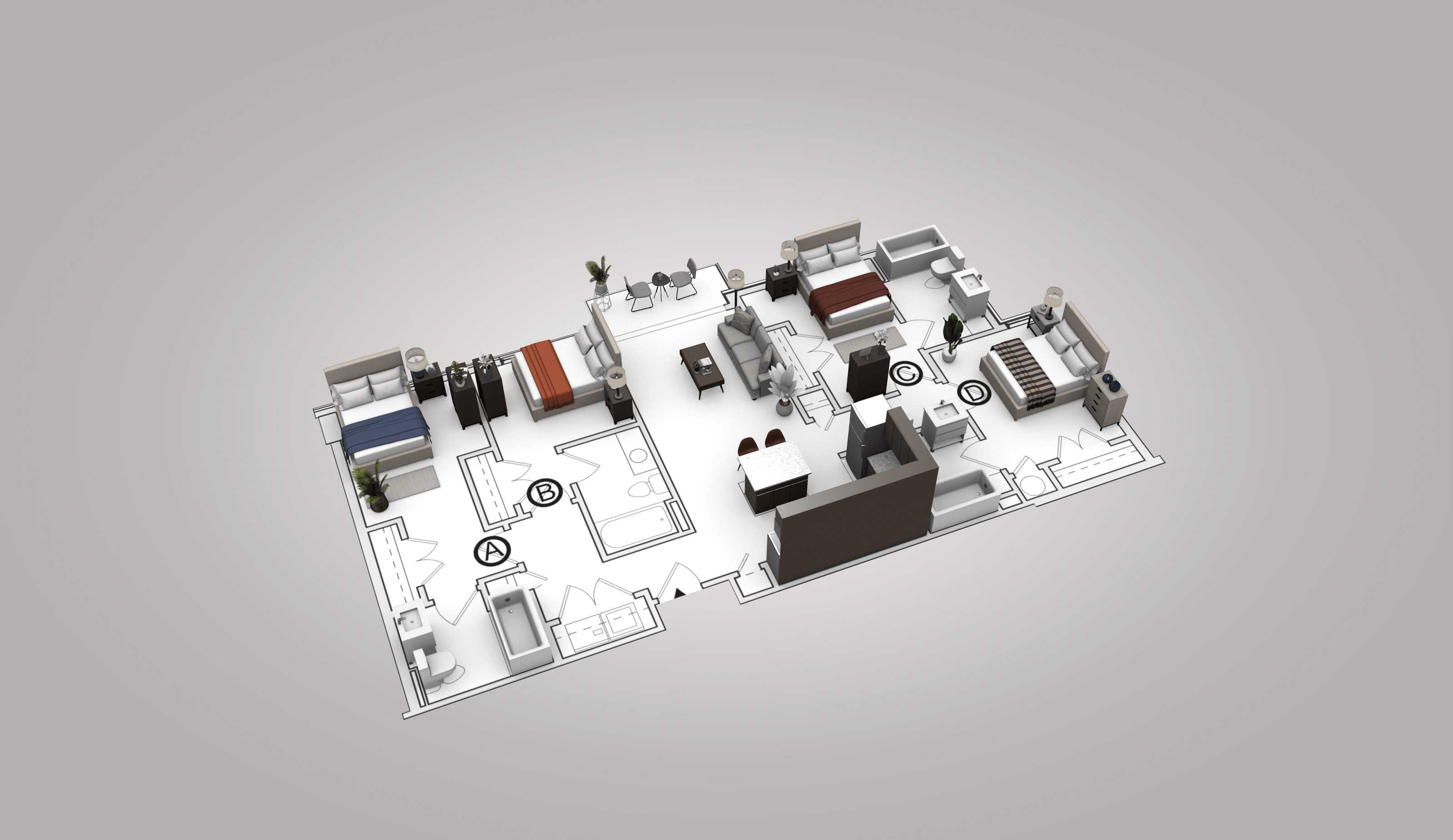 Floor plan for studio, 300 sqft